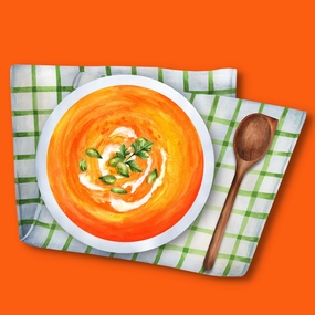 美味南瓜奶油汤卡通插画图片